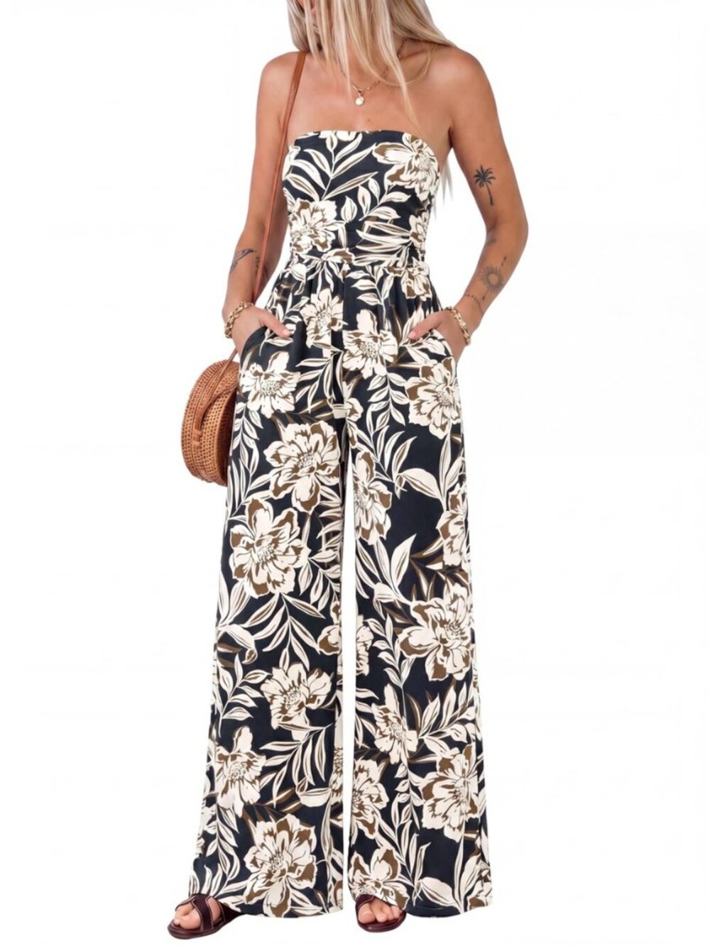 Strapless Jumpsuits For Women Floral Rompers